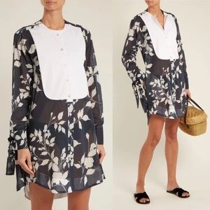 Lila Eugénie 1821 Botanical-print Cotton Shirtdress In Navy Print